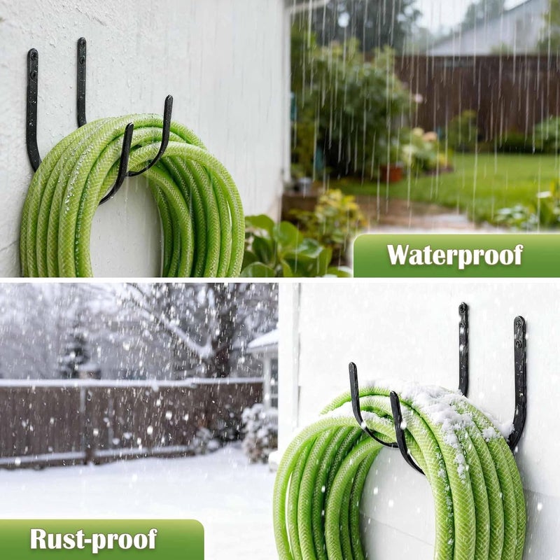 Lifyzoon Garden Hose Holders Mount: Wall Mount Garden Hose Hangers for Outside - 4Pcs Rust-Proof Water Hose Racks Hanging Hooks for Outside Expandable Hose - Image 5